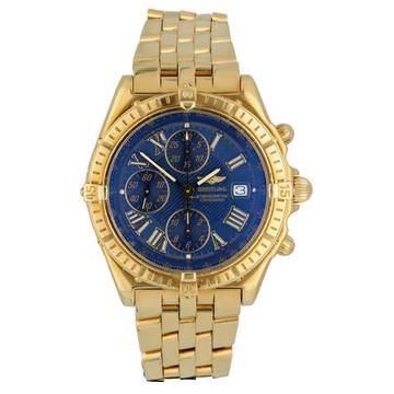 Breitling Crosswind Chronograph 18k.Gold Ref.K13355 Full Set Blue Dial
