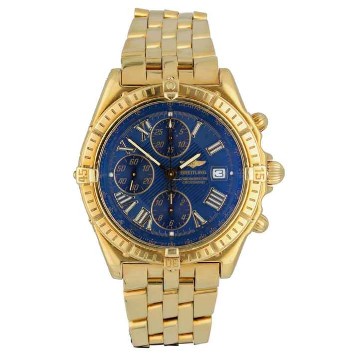  Breitling Crosswind Chronograph 18k.Gold Ref.K13355 Full Set Blue Dial 