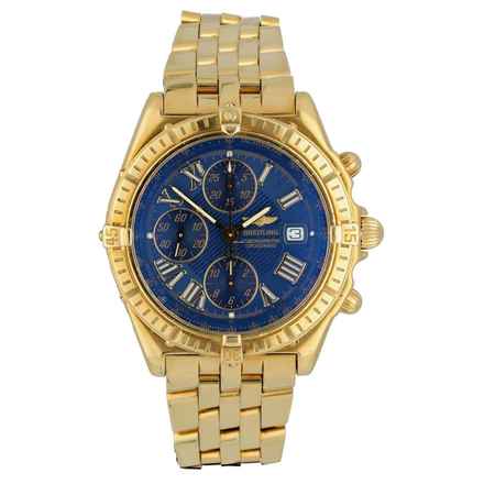  Breitling Crosswind Chronograph 18k.Gold Ref.K13355 Full Set Blue Dial 