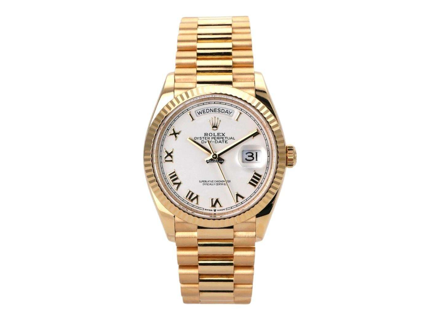  Rolex Day-Date 36 Gelbgold Ref. 128238 Weiss 