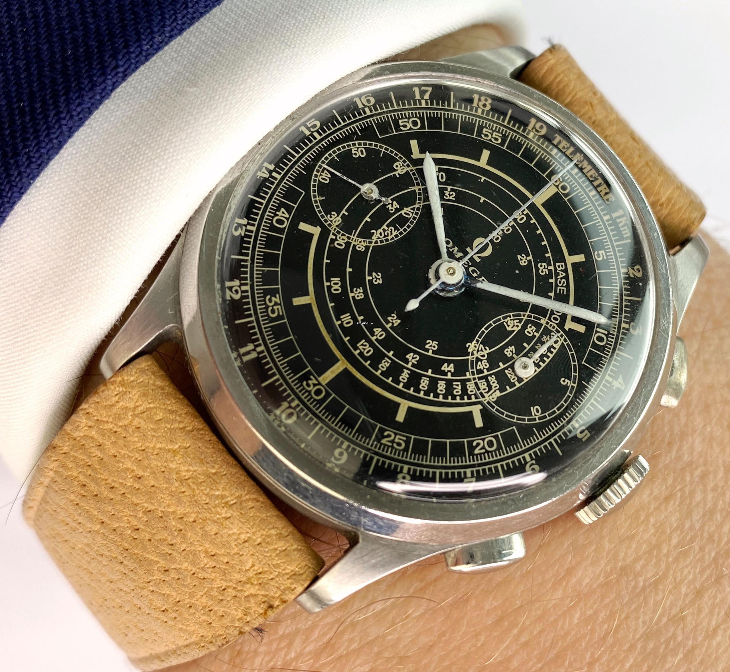 Thumbnail von Omega Classic Serviced Vintage 33.3 Chronograph Black Restord Sector Dial 38mm
