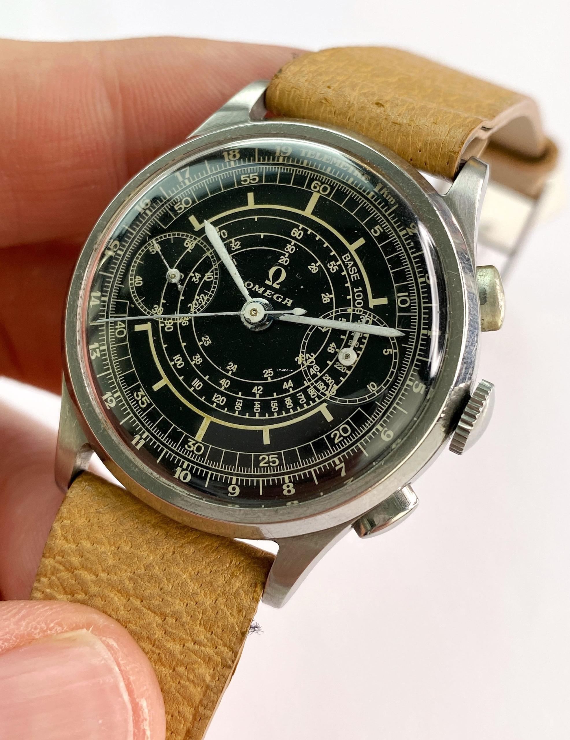 Thumbnail von Omega Classic Serviced Vintage 33.3 Chronograph Black Restord Sector Dial 38mm