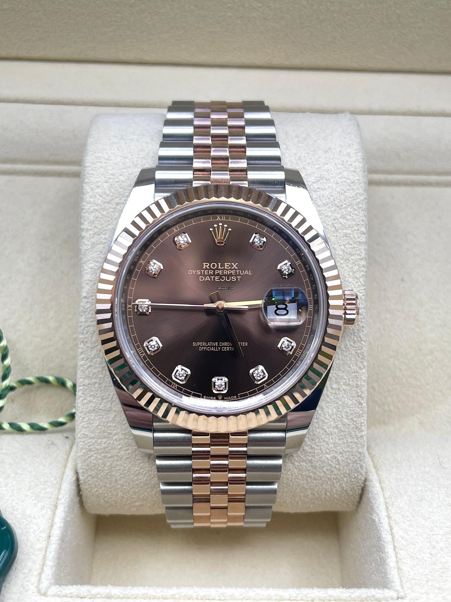 Thumbnail von Rolex Datejust 41 Steel/Rose Jubilee Chocolate Diamond Dial FULL SET Box&Papers 2021