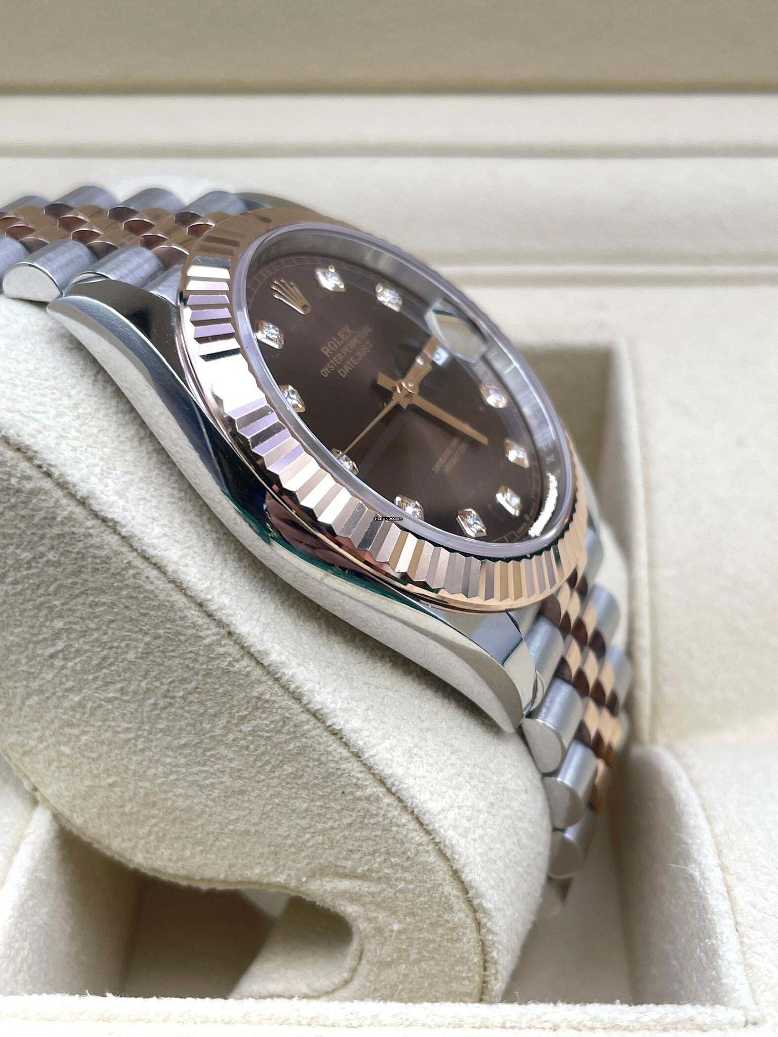 Thumbnail von Rolex Datejust 41 Steel/Rose Jubilee Chocolate Diamond Dial FULL SET Box&Papers 2021