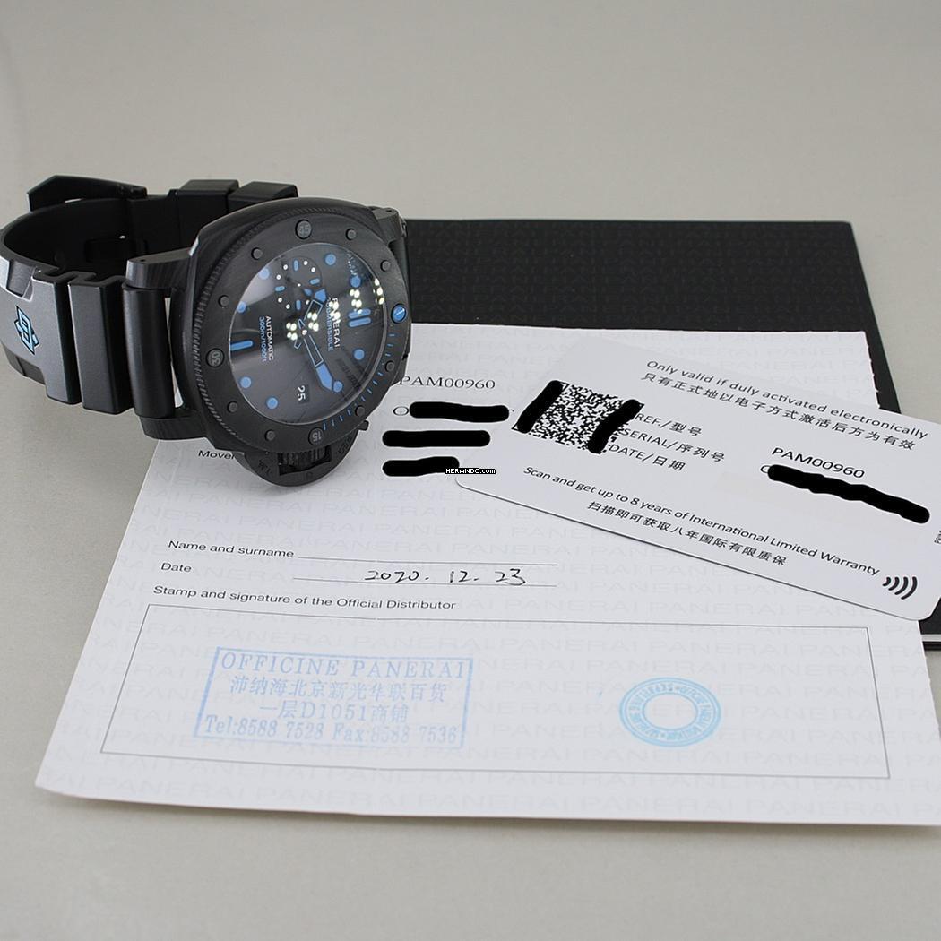 Thumbnail von Panerai Submersible Carbotech Ø 42 mm 2 straps Full Full Full Set Top condition