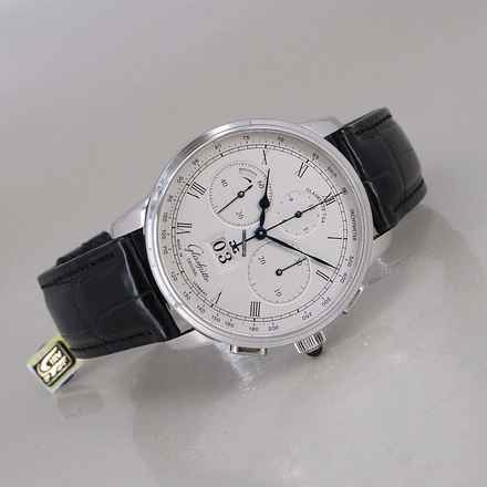 Glashütte Original Senator Chronograph Panorama Date Platinum Ø 42 mm unused Full Set