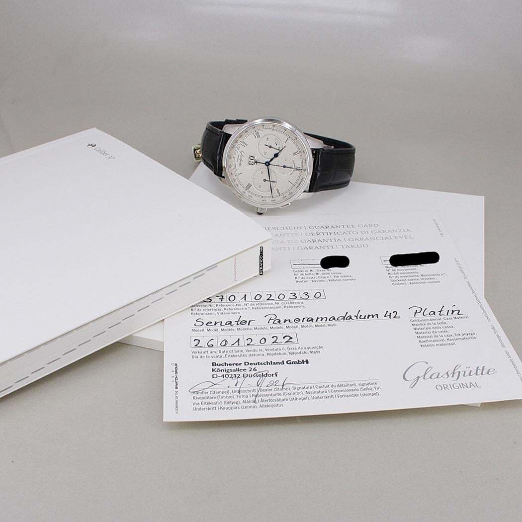 Thumbnail von Glashütte Original Senator Chronograph Panorama Date Platinum Ø 42 mm unused Full Set