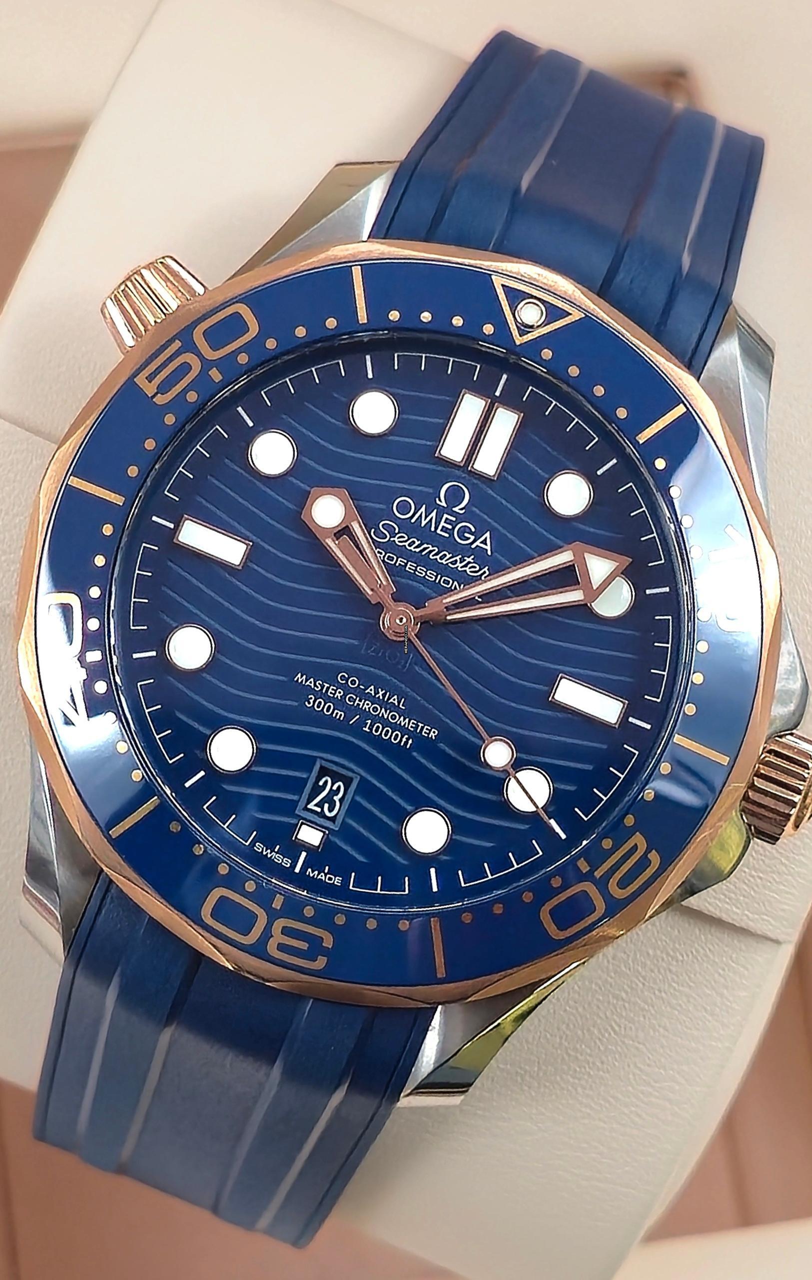 Omega Seamaster Diver 300 M 42mm 210.22.42.20.03.002 Mavi kadran Sedna Altın / Çelik Çok İyi Tam Set 11-2023