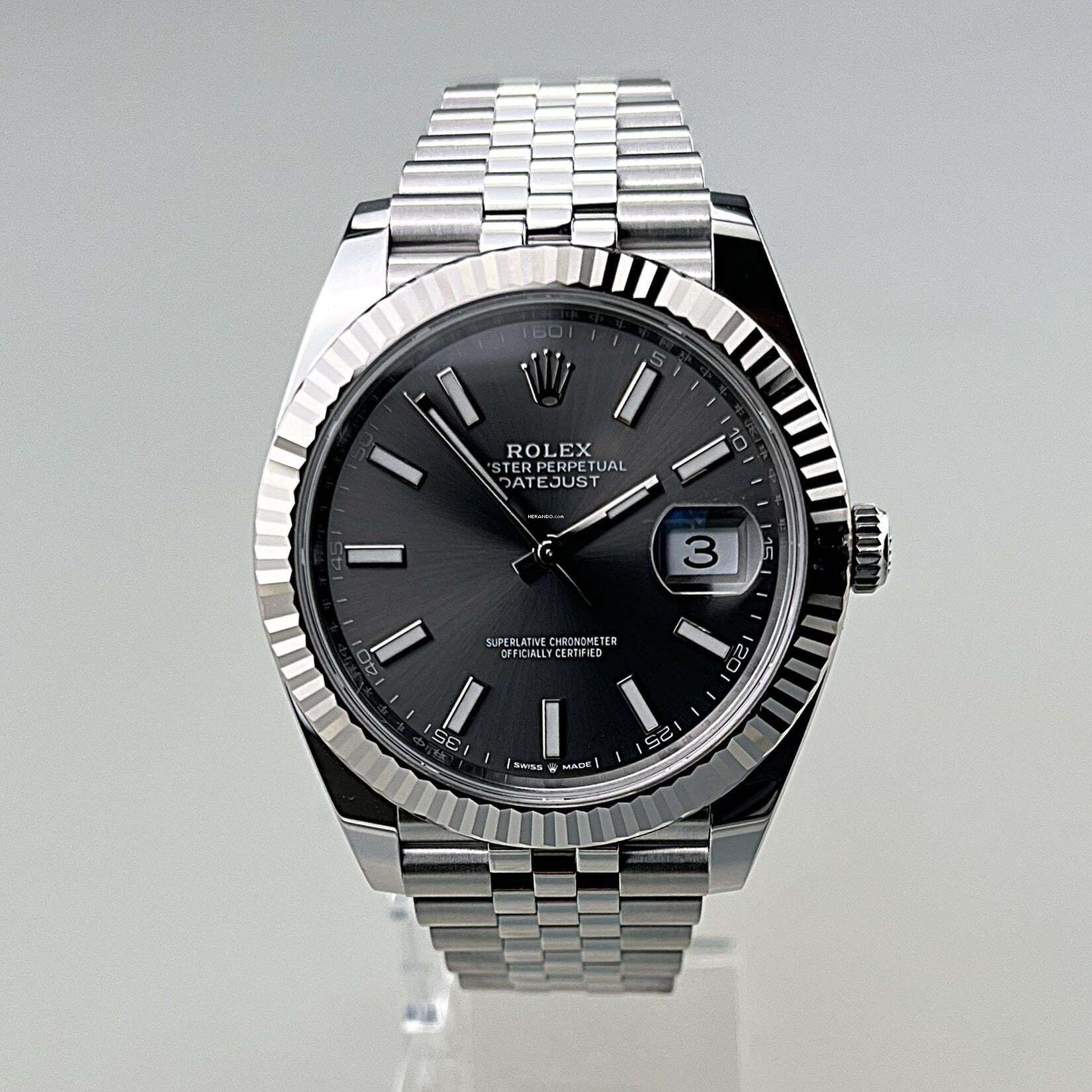 Thumbnail von Rolex Datejust 41 03/2026 LC100 Jubilé-Armband ZB Schiefergrau Index Full Set