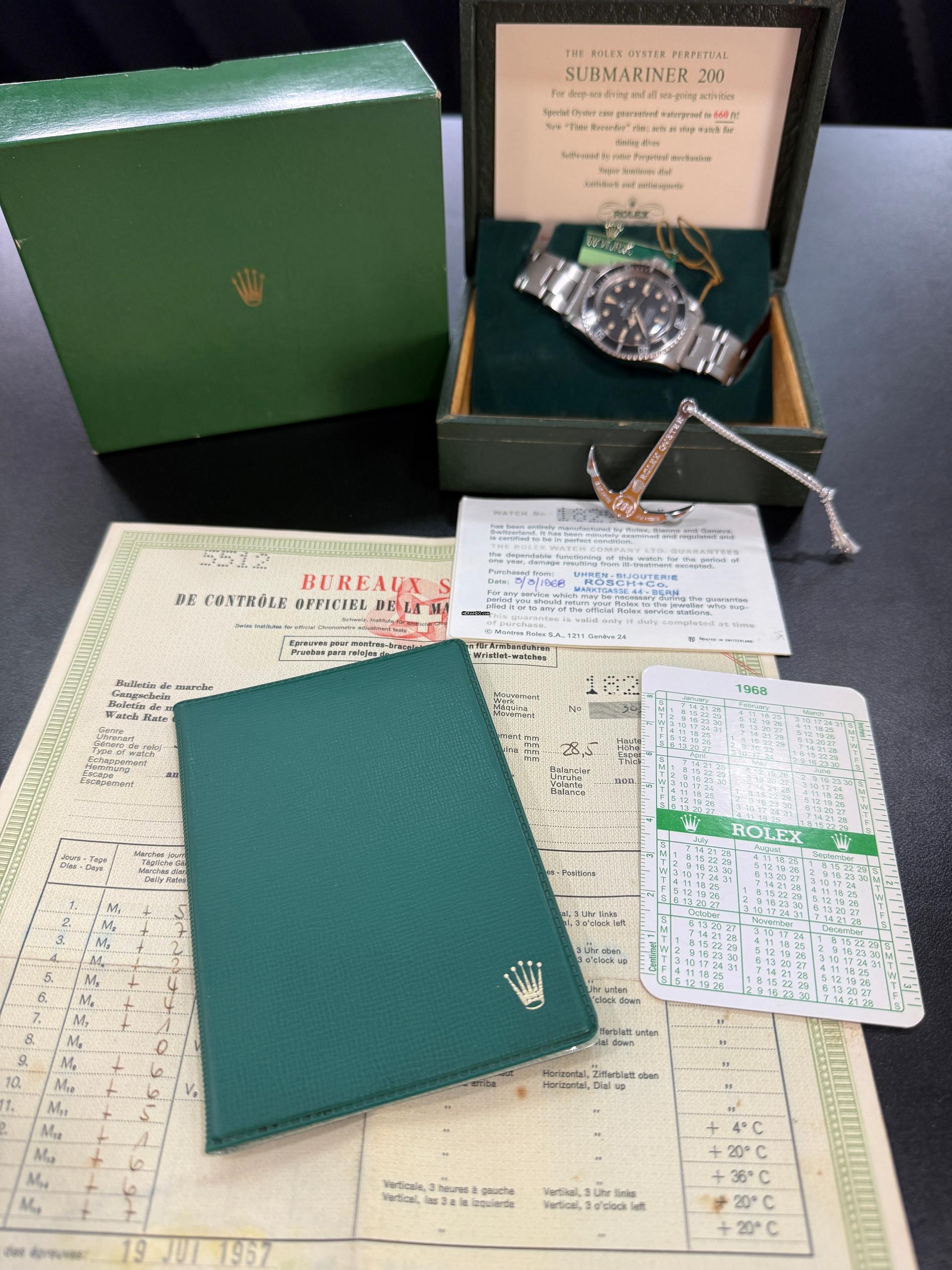  Rolex Submariner (No Date) Meter First by Submariner 1968 Full Set Double Punched Papers! 