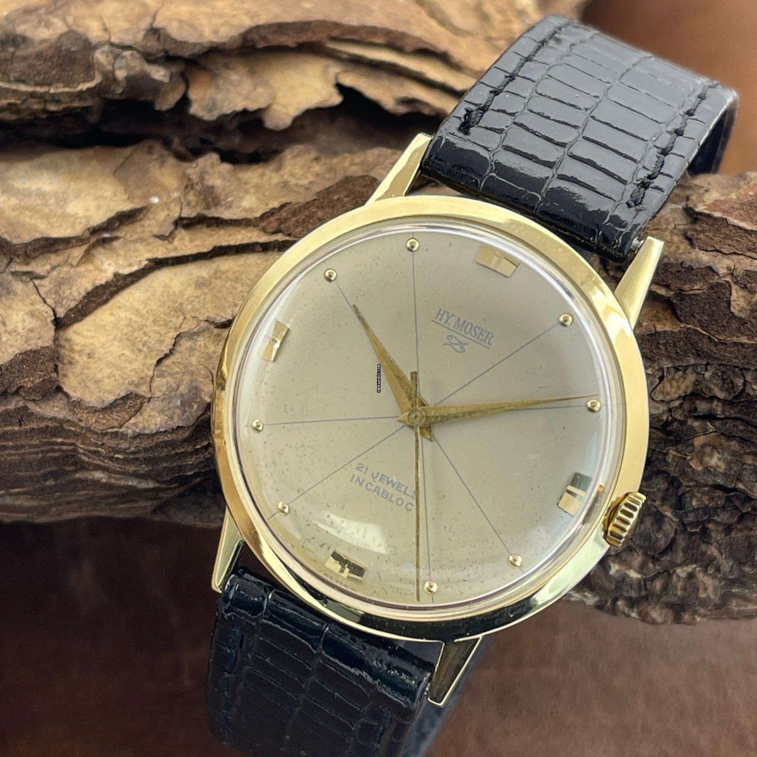 HY. Moser - 21 Jewels Dresswatch - 18 Kt Gelbgold - 14,02g