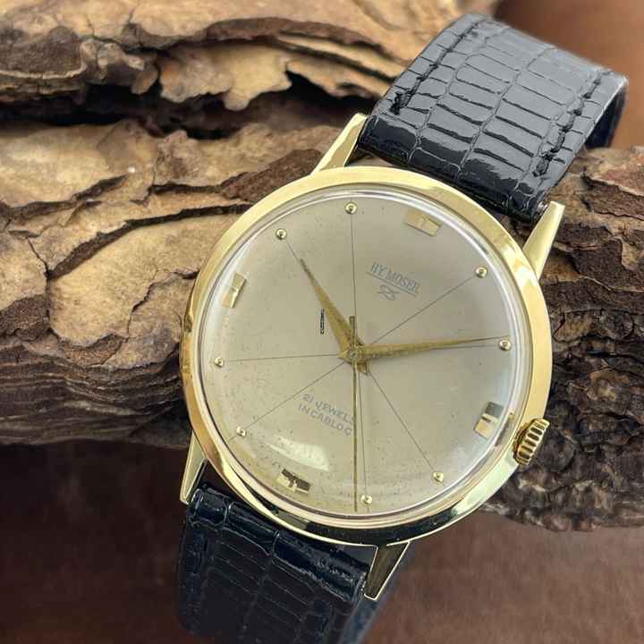  HY. Moser - 21 Jewels Dresswatch - 18 Kt Gelbgold - 14,02g 