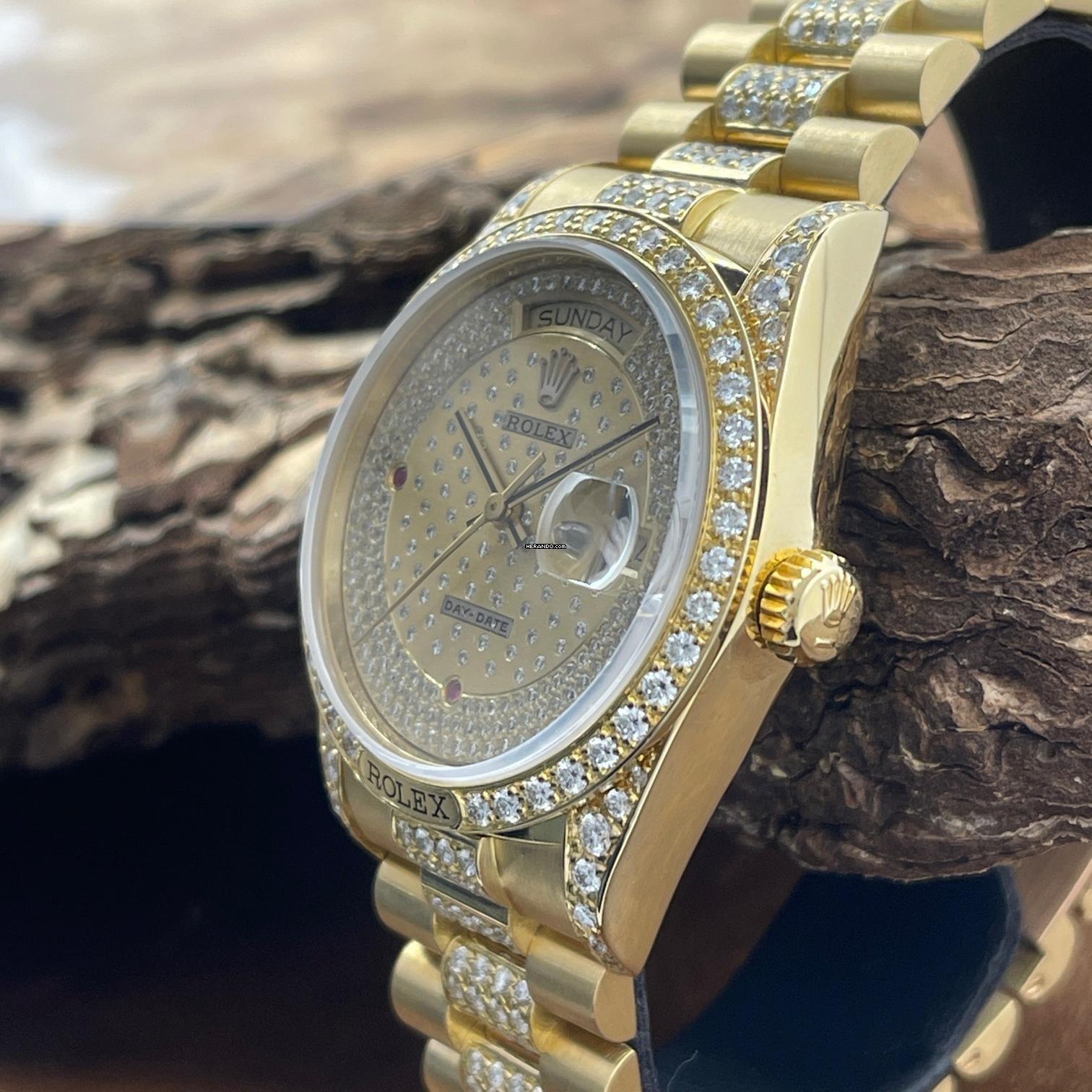 Thumbnail von Rolex Day-Date 36 Oyster Perpetual Day-Date I Factory Set Diamonds - Full Set 1985 - Ref. 18138