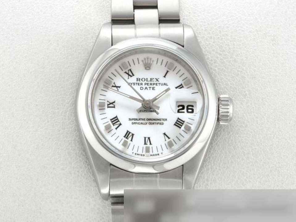 Rolex Oyster Perpetual Lady Date 26mm 69160 1995 нержавеющая сталь автоматические женские часы сталь юбилейный браслет хронометр Oyster белый циферблат