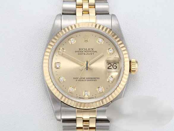 Rolex Datejust 31 Acciaio Oro Giallo 750 Diamanti 2001 Automatica Acciaio Inox Oro Giallo 18kt Bracciale Jubilé Cronometro Oyster