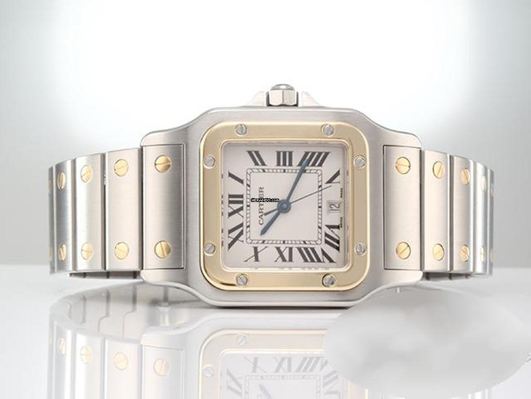 Thumbnail von カルティエ サントス ガルビー ステンレススチール イエローゴールド 750 W20011c4 日付 スチール ゴールド