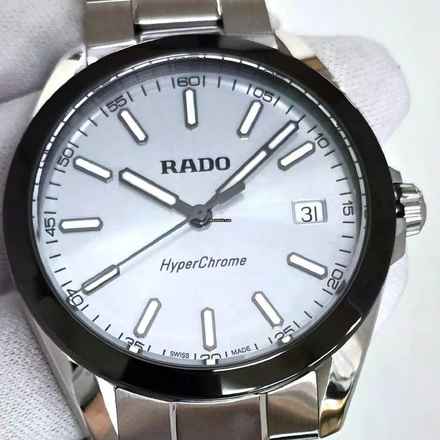 Rado HyperChrome Quartz Ss 41,5mm Orologio con quadrante Ice Blue Hyperchrome NUOVO COMPLETO DI SET