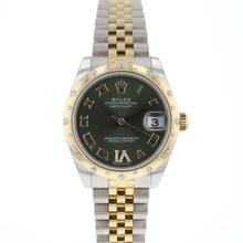 Thumbnail von Rolex Datejust 31 Gold/Steel Diamonds Green Roman Dial