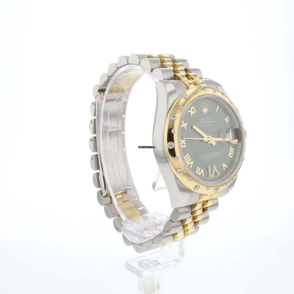 Thumbnail von Rolex Datejust 31 Gold/Steel Diamonds Green Roman Dial