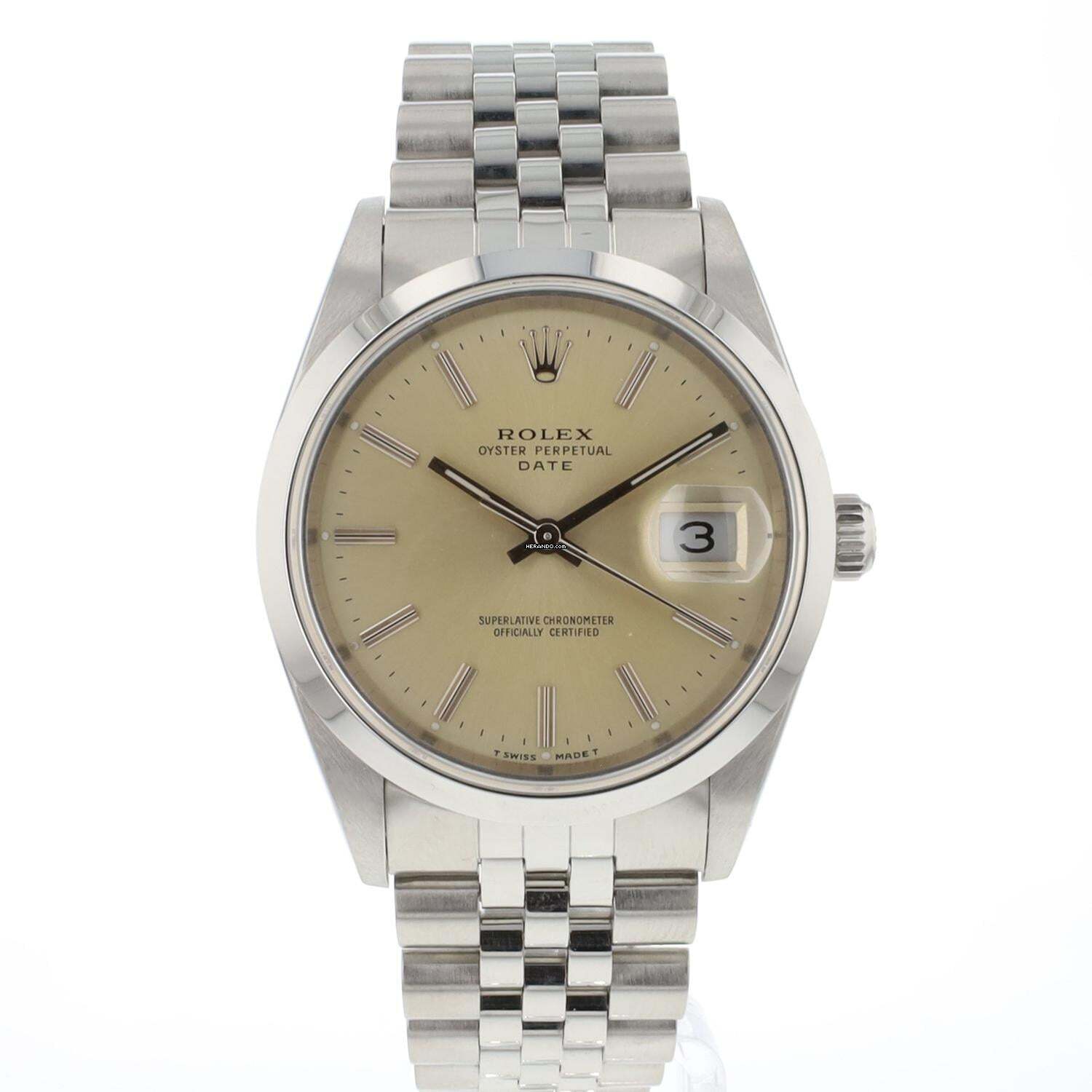 Rolex Oyster Perpetual Date 34 Silbernes Zifferblatt