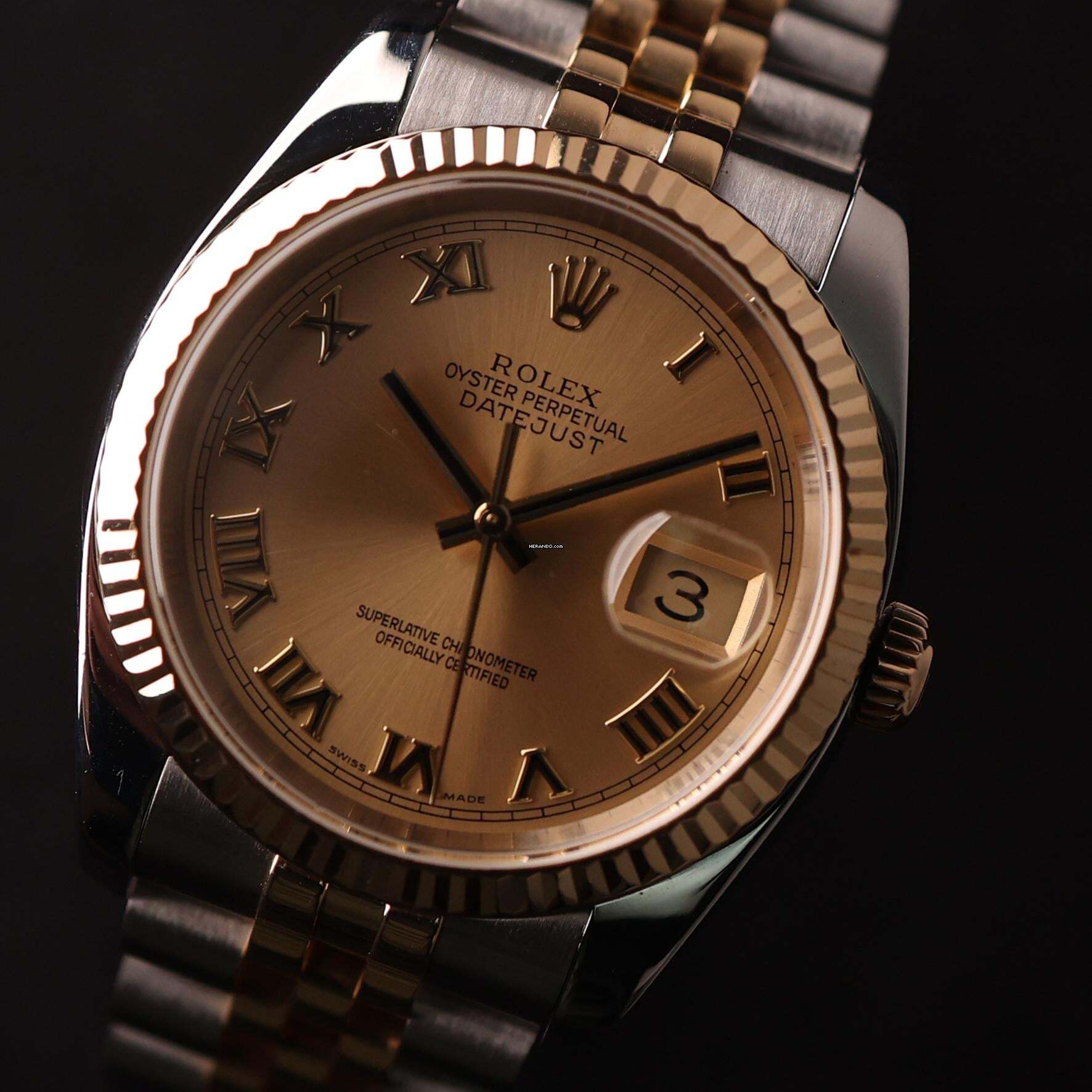 Thumbnail von Rolex Datejust 36 Steel/Gold Champagne Roman Dial