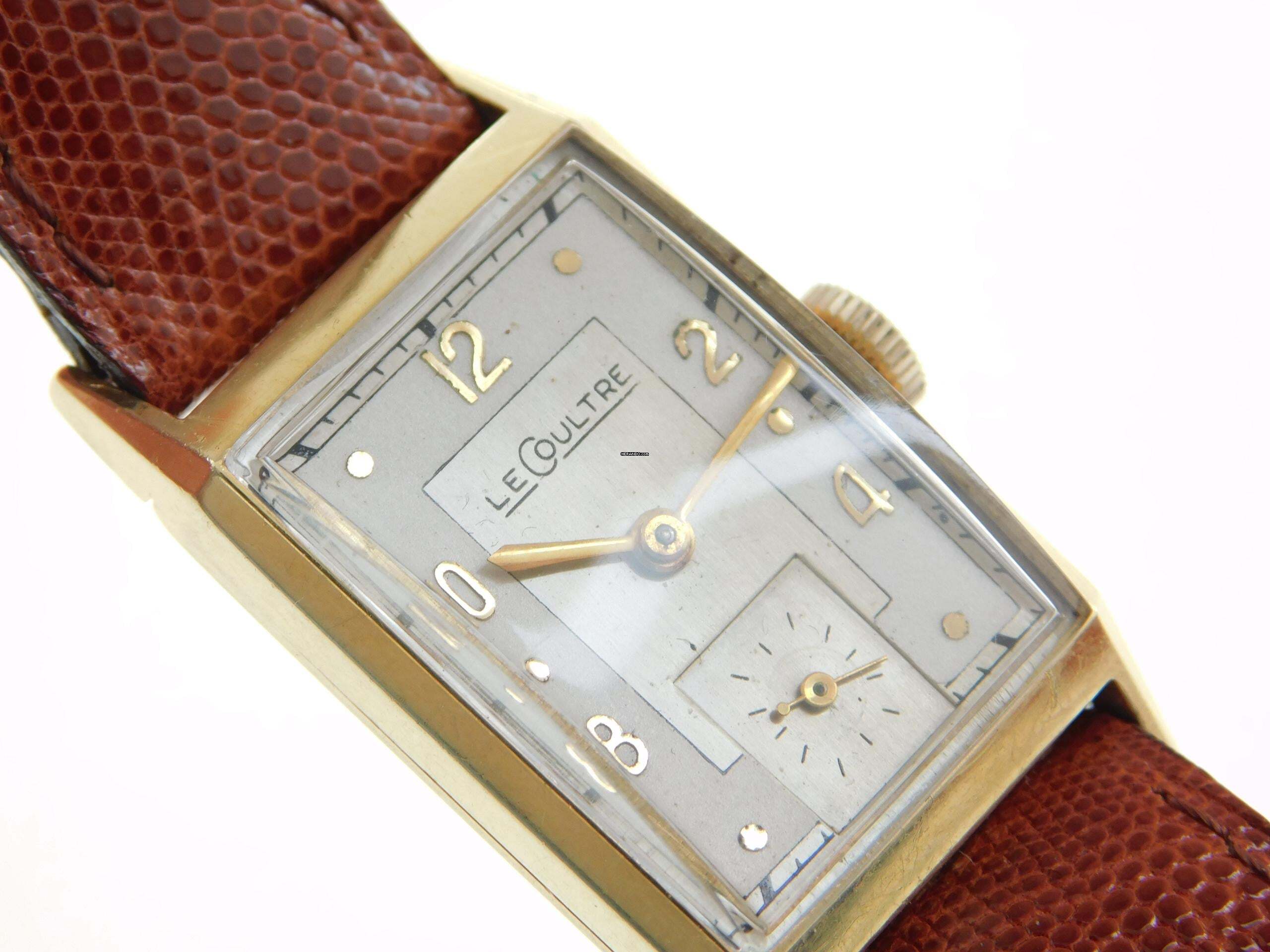 Thumbnail von Jaeger-LeCoultre Classic Le Coultre Tank - Rare Vintage 14K Gelbgold Kaliber 438/4 C W frühe Le Coultre Herrenuhr massiv Gelbgold