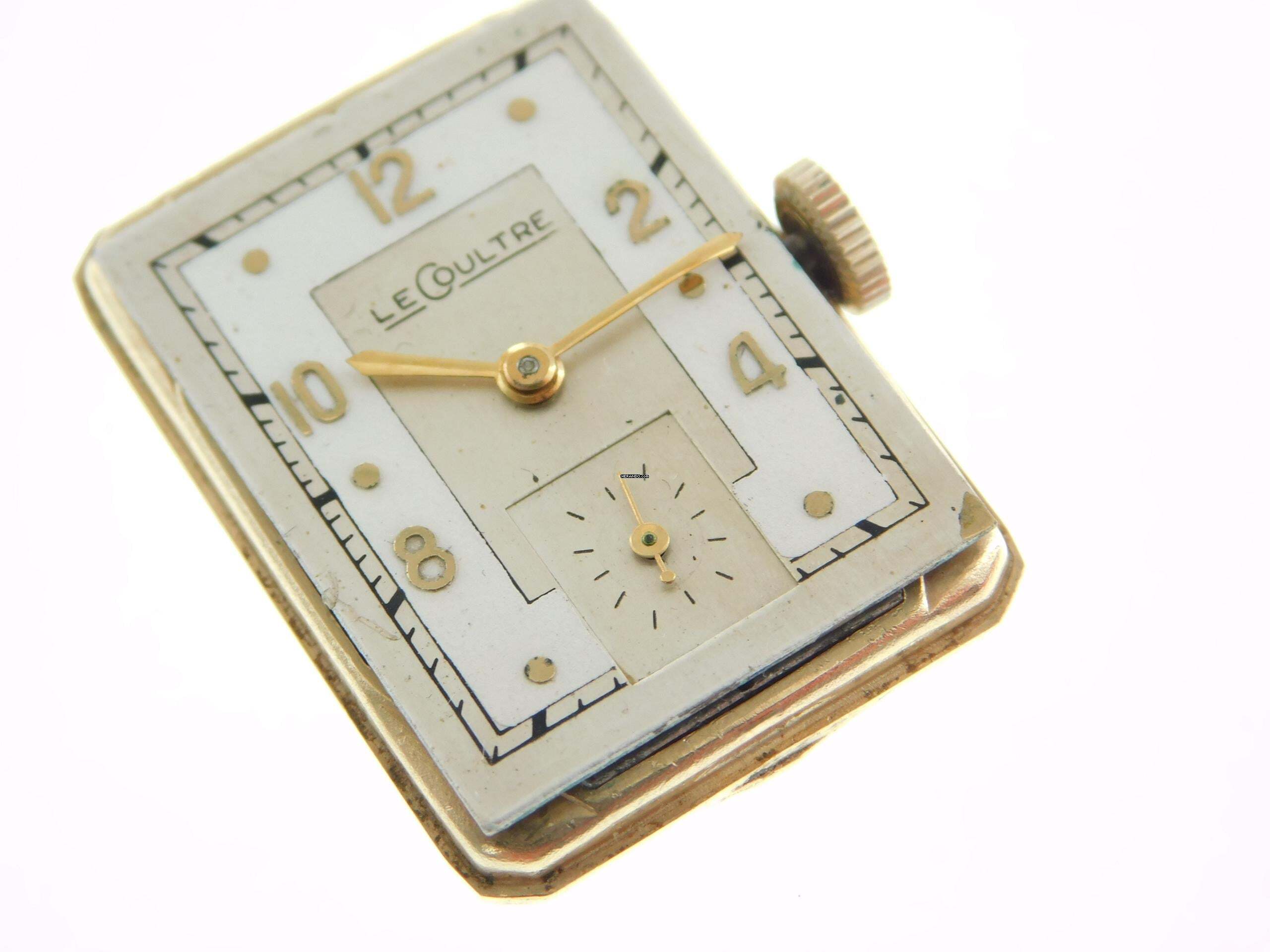 Thumbnail von Jaeger-LeCoultre Classic Le Coultre Tank - Rare Vintage 14K Gelbgold Kaliber 438/4 C W frühe Le Coultre Herrenuhr massiv Gelbgold