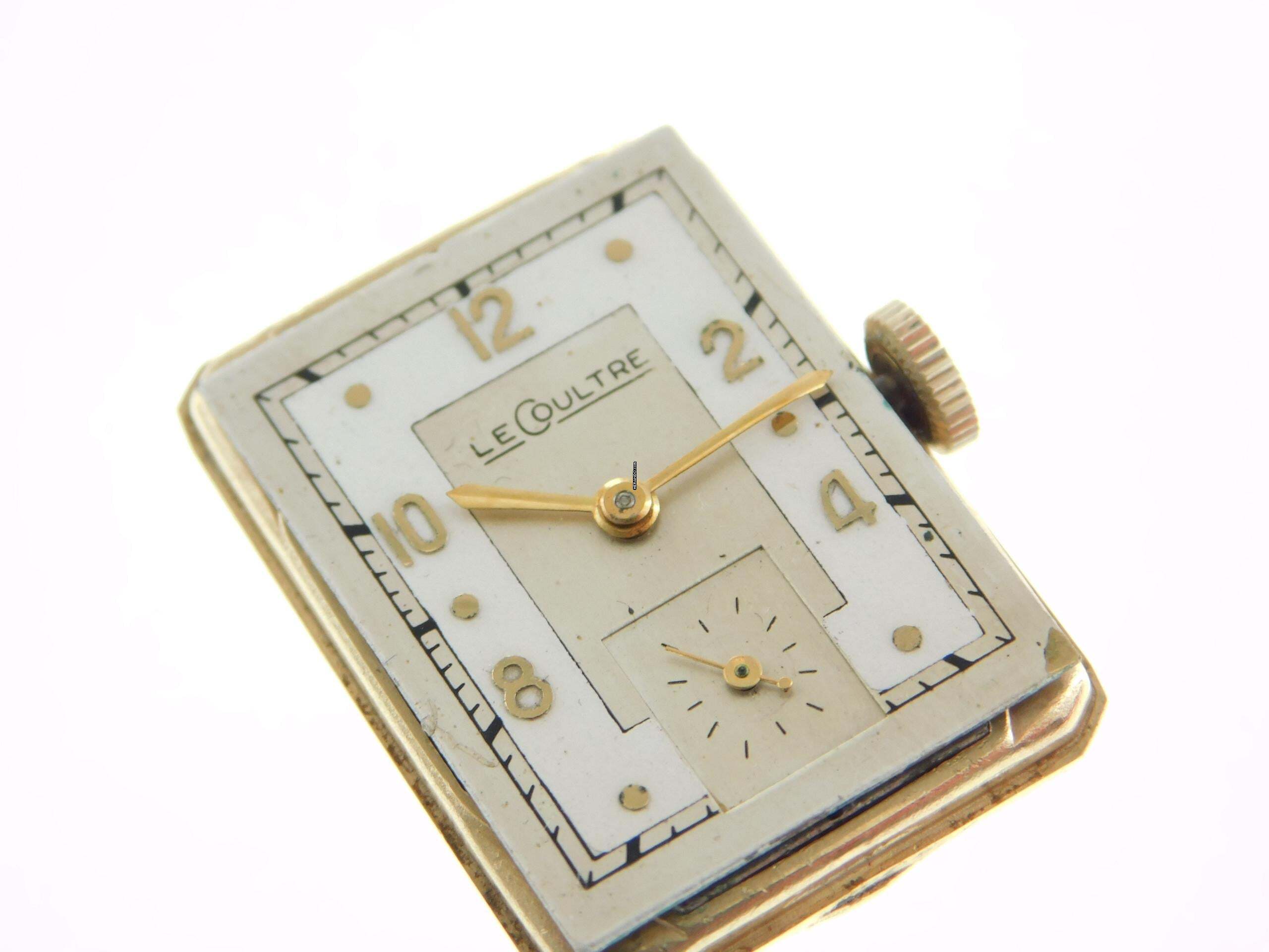 Thumbnail von Jaeger-LeCoultre Classic Le Coultre Tank - Rare Vintage 14K Gelbgold Kaliber 438/4 C W frühe Le Coultre Herrenuhr massiv Gelbgold