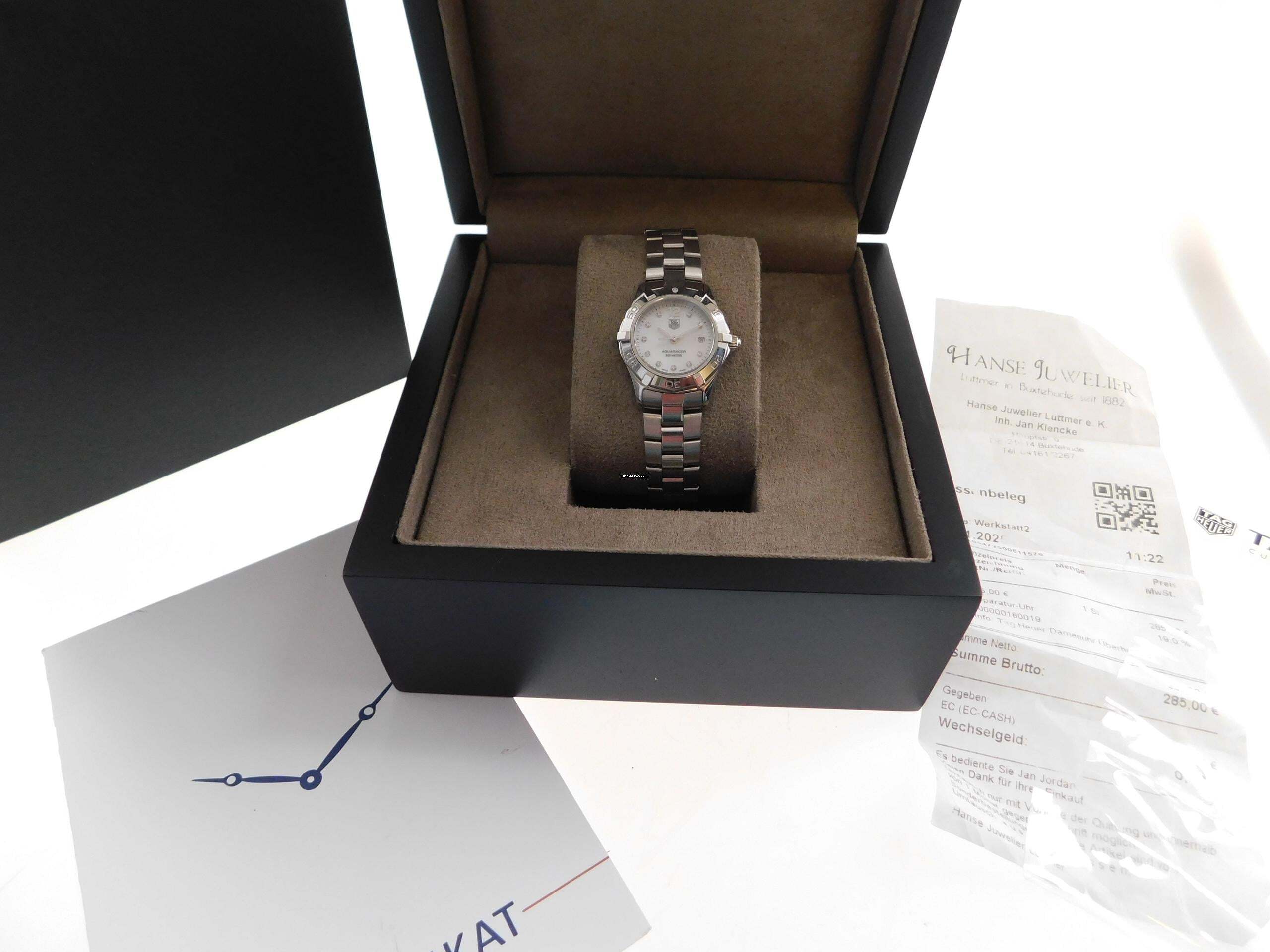 Thumbnail von TAG Heuer Aquaracer Lady Perlmutt Brillantblatt im Best Zustand mit frischem Tag Heuer Service 29mm Lady im Top Zustand volles Band