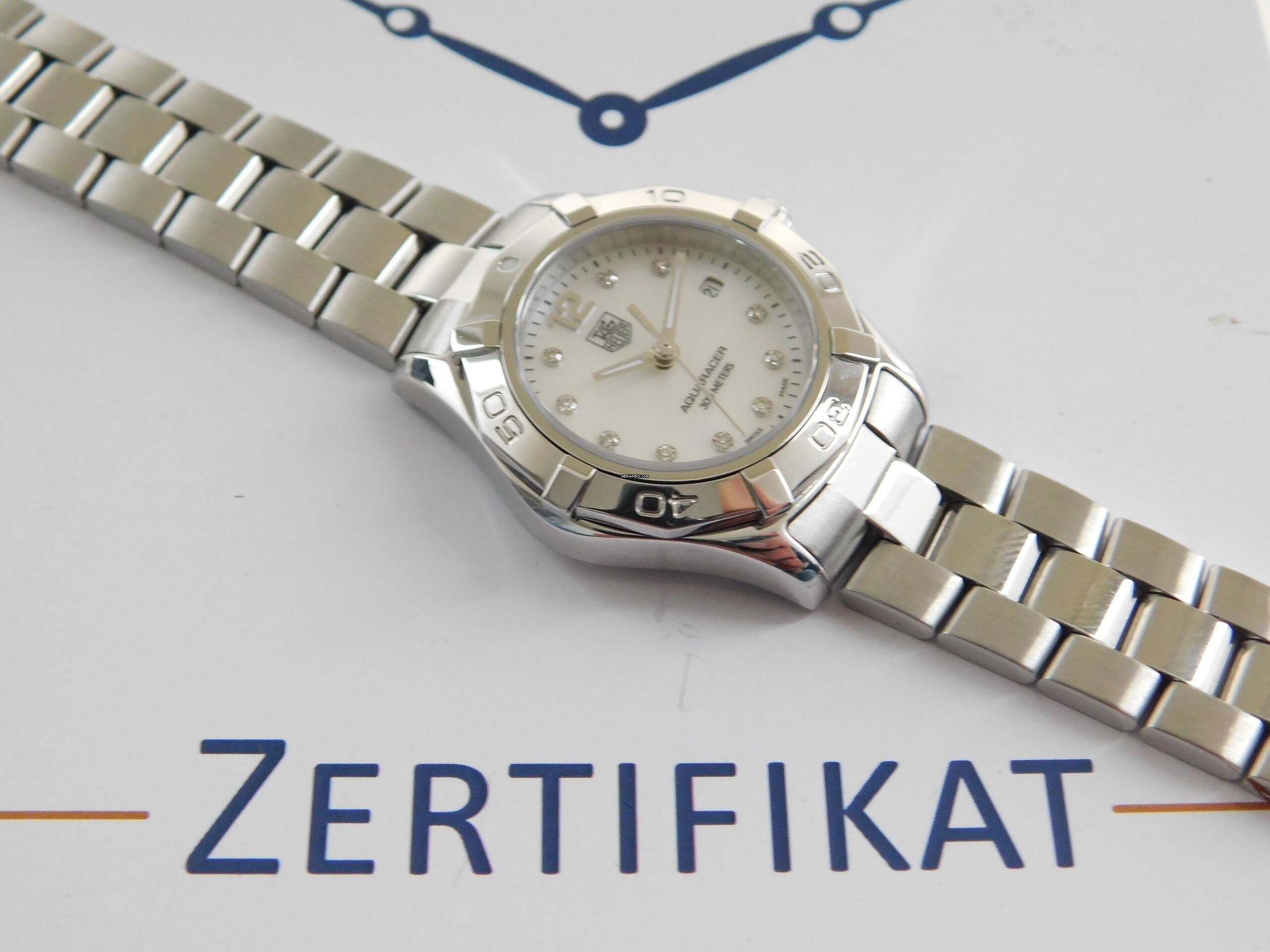 Thumbnail von TAG Heuer Aquaracer Lady Perlmutt Brillantblatt im Best Zustand mit frischem Tag Heuer Service 29mm Lady im Top Zustand volles Band