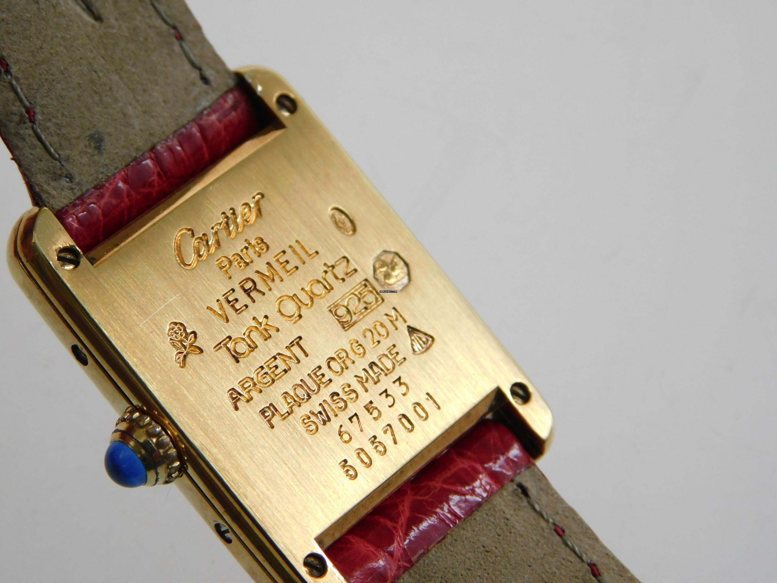 Thumbnail von Cartier Tank Vermeil 925 AG 20 x 28 mm mit neuem Kroko - Lederband schöne Vintage Damenuhr Klassiker