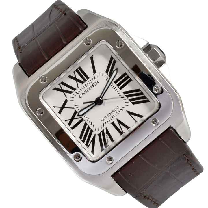 Cartier Santos 100 XL Anniversary с белым циферблатом, полный комплект, отличное состояние, полный комплект, отличное состояние