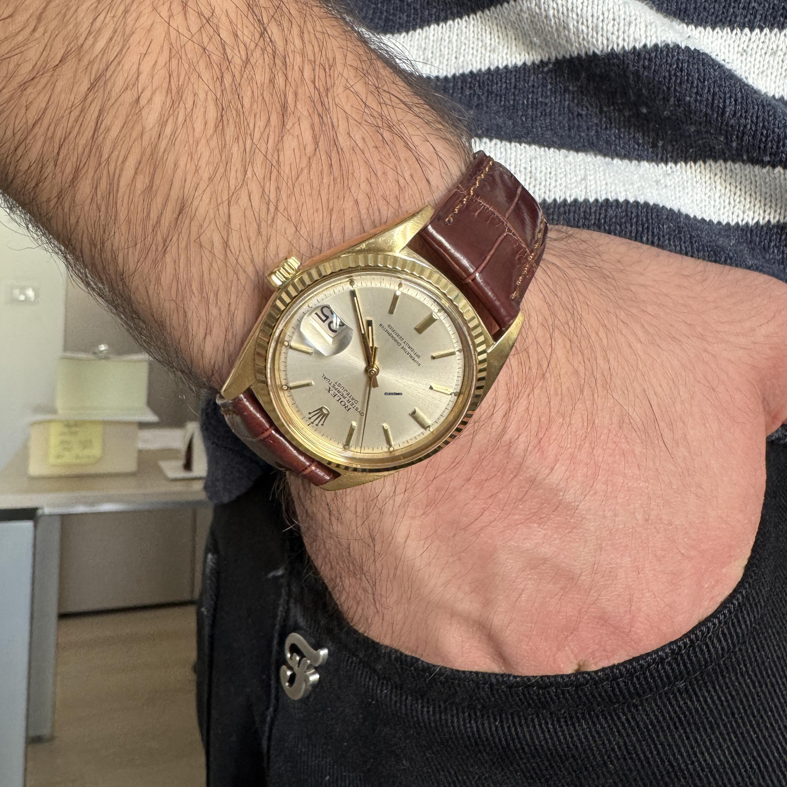 Thumbnail von Rolex Datejust 36 1607 Soleil silver dial yellow gold 18KT