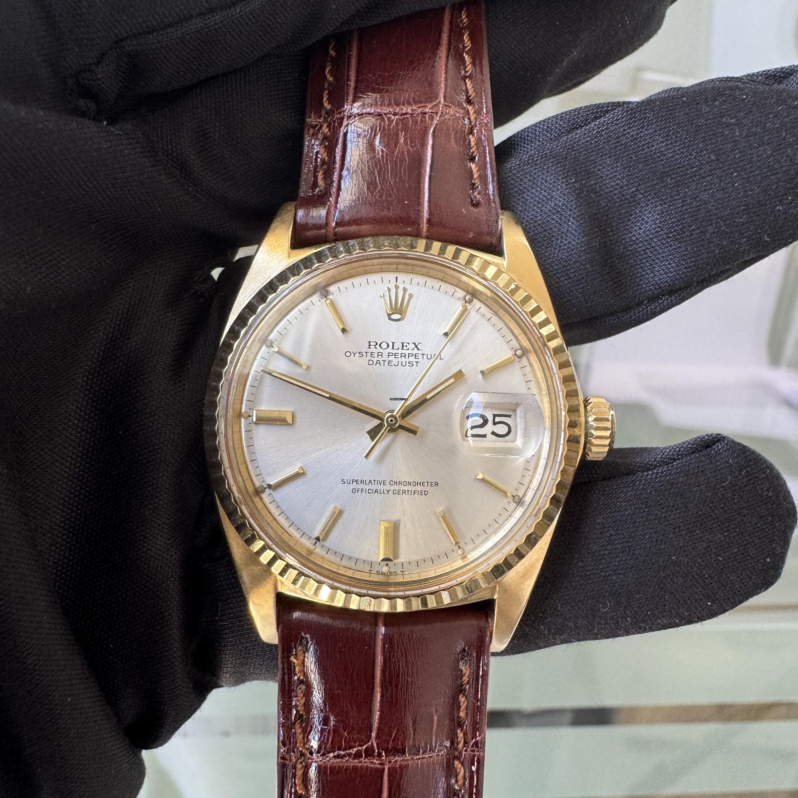 Thumbnail von Rolex Datejust 36 1607 Soleil silver dial yellow gold 18KT