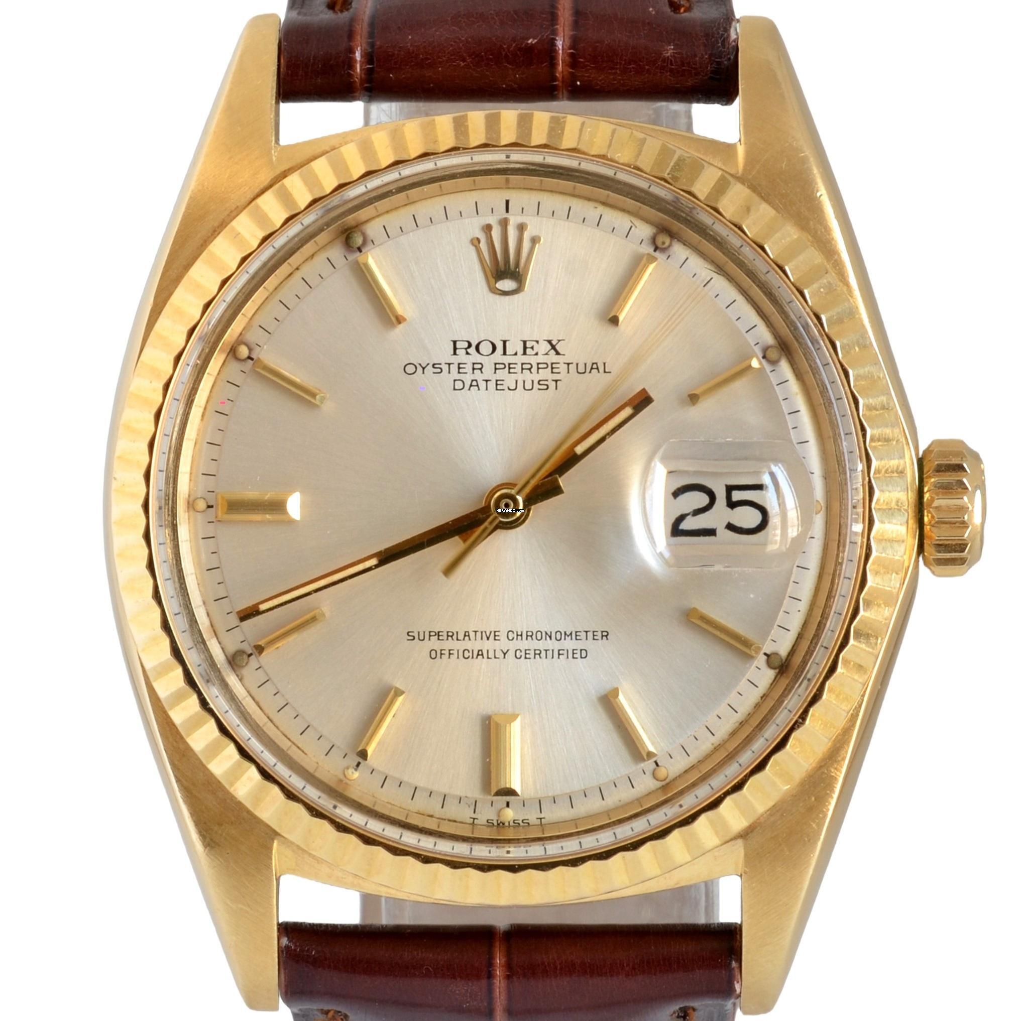 Thumbnail von Rolex Datejust 36 1607 Soleil silver dial yellow gold 18KT