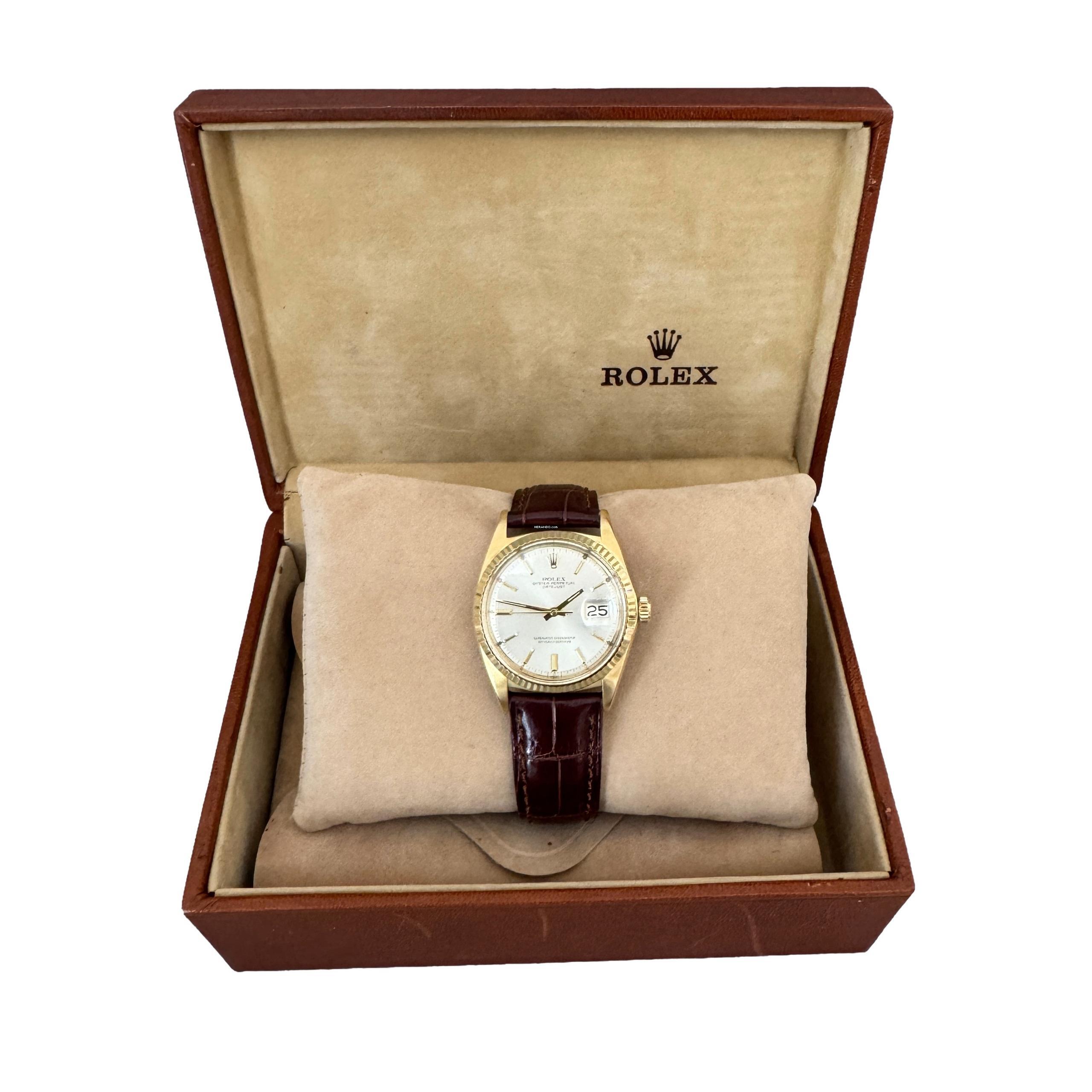 Thumbnail von Rolex Datejust 36 1607 Soleil silver dial yellow gold 18KT