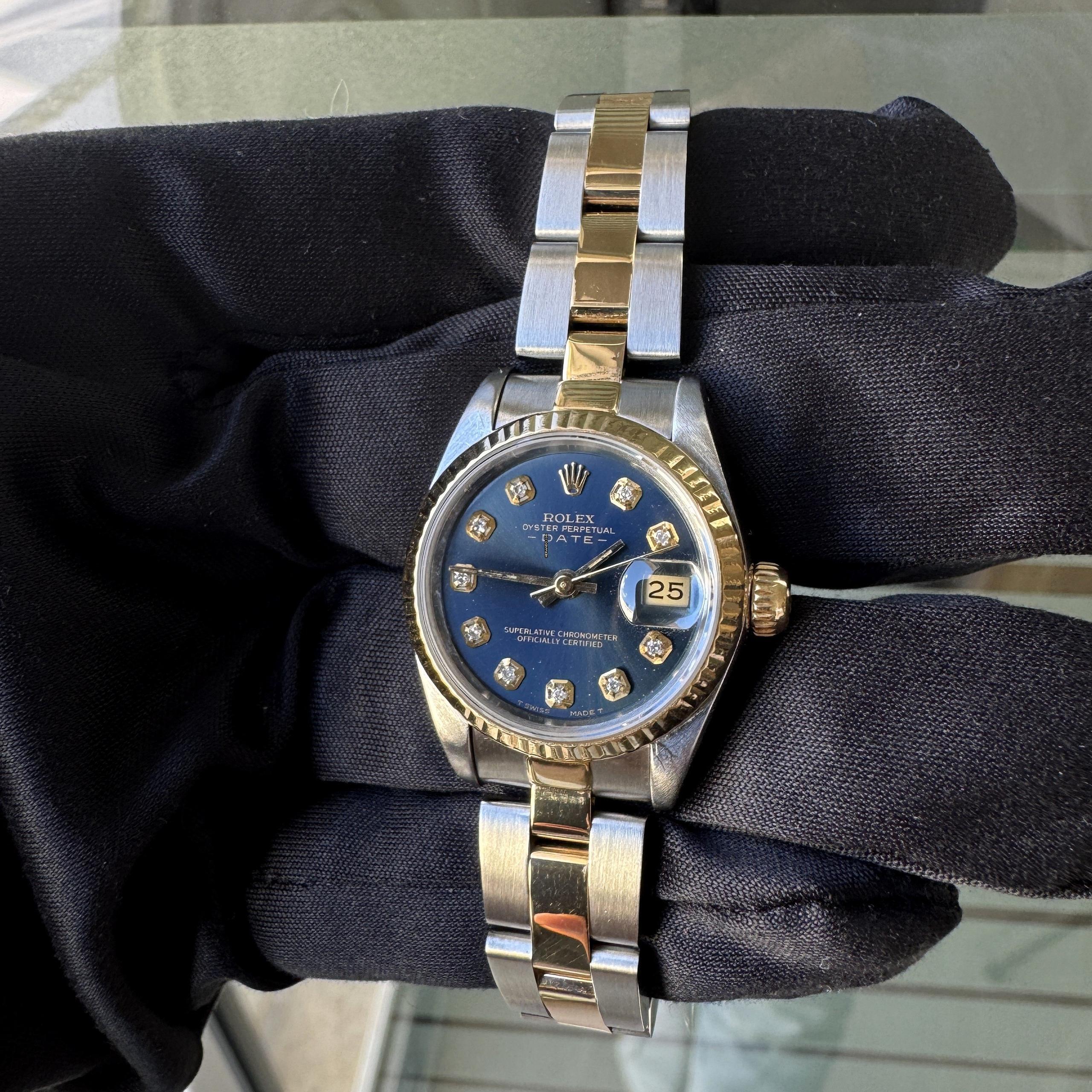 Thumbnail von Rolex Lady-Datejust 69173 Ladies 26MM Soleil blue diamond’s indexes dial Full Set