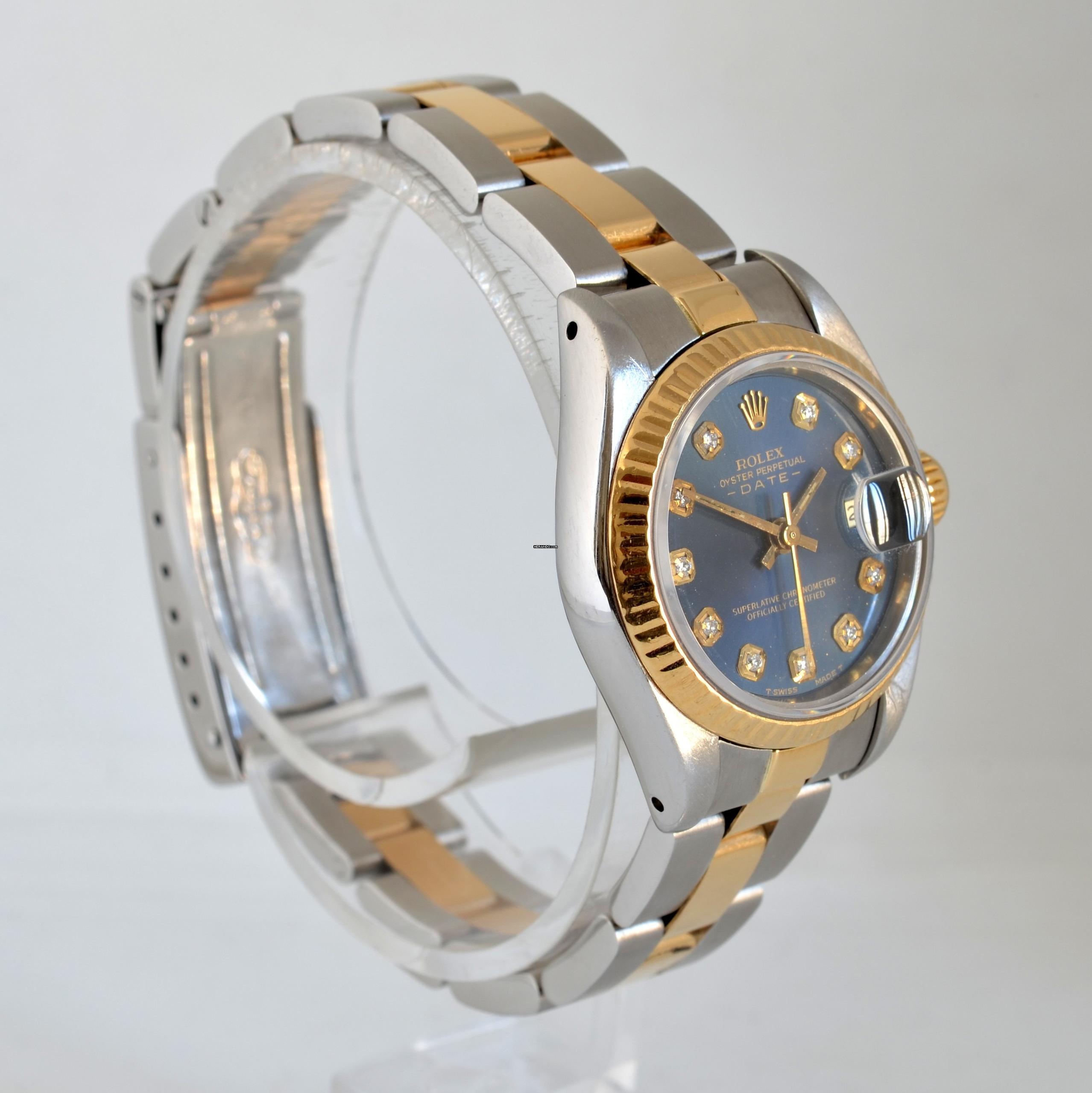 Thumbnail von Rolex Lady-Datejust 69173 Ladies 26MM Soleil blue diamond’s indexes dial Full Set