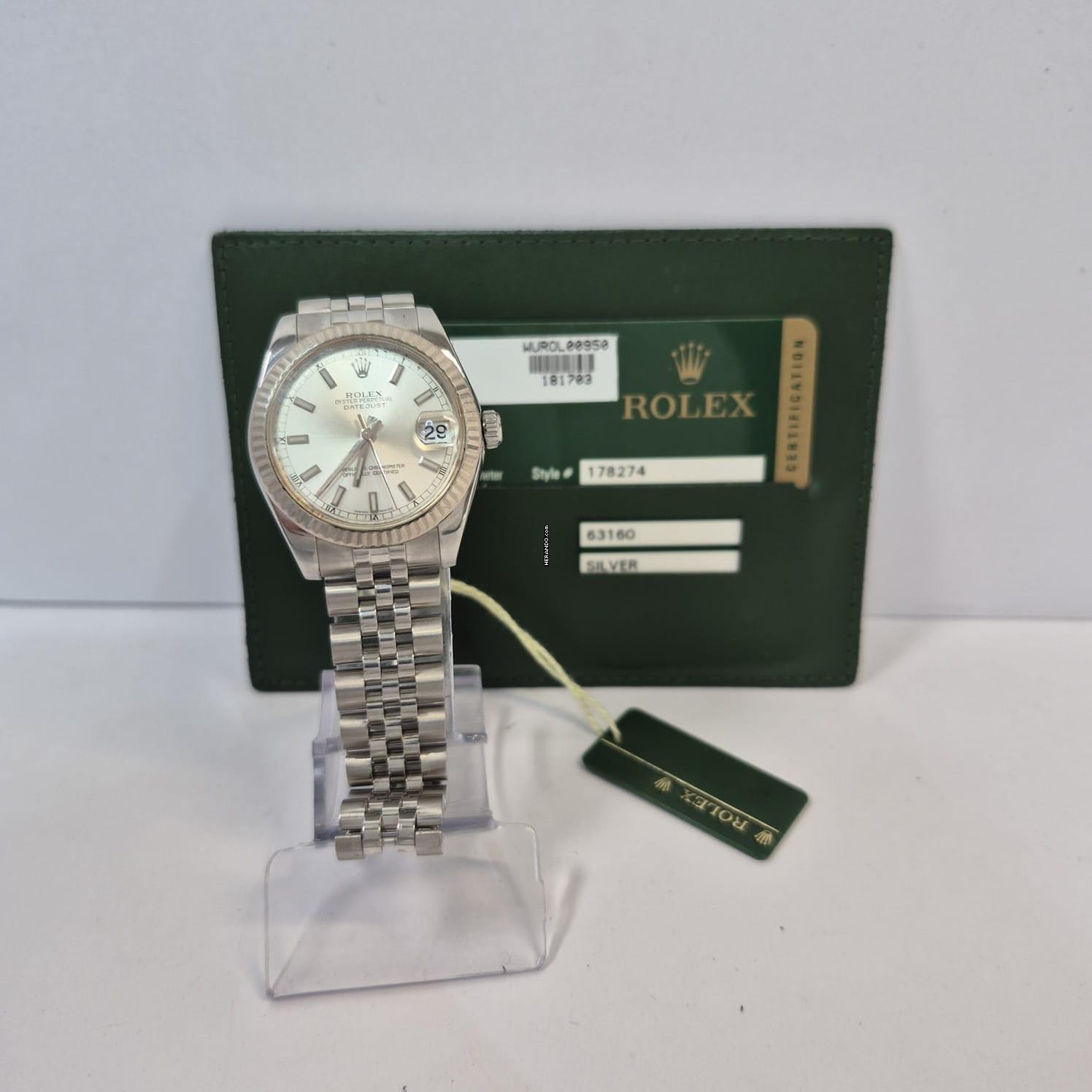 Rolex Datejust 31 31mm Weißgold & Stahl Jubilee Automatik Komplett
