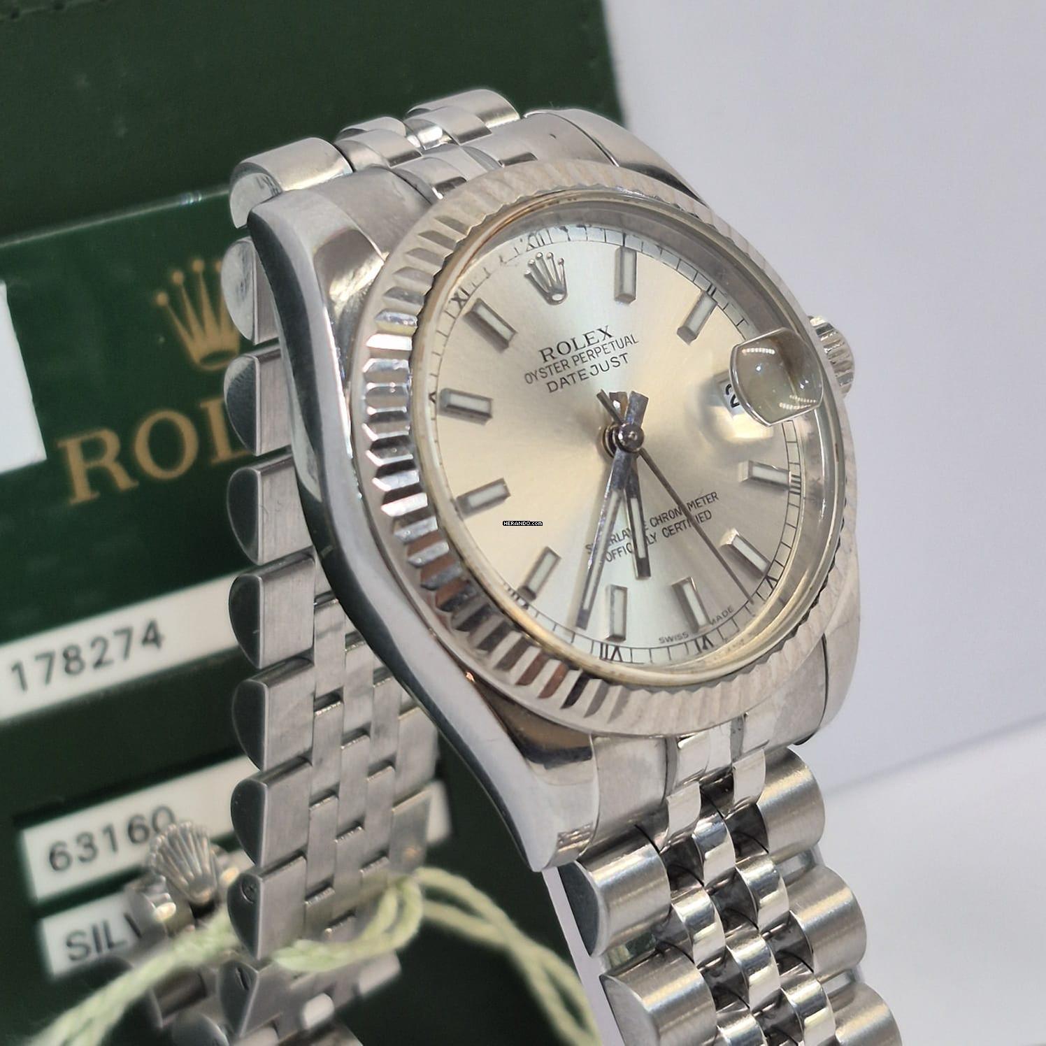 Thumbnail von Rolex Datejust 31 31mm Ouro Branco & Aço Jubilee Automático Completo