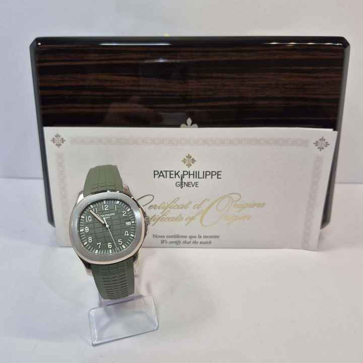 Patek Philippe Aquanaut Ouro Branco Khaki Green 42mm Otomatik Tam
