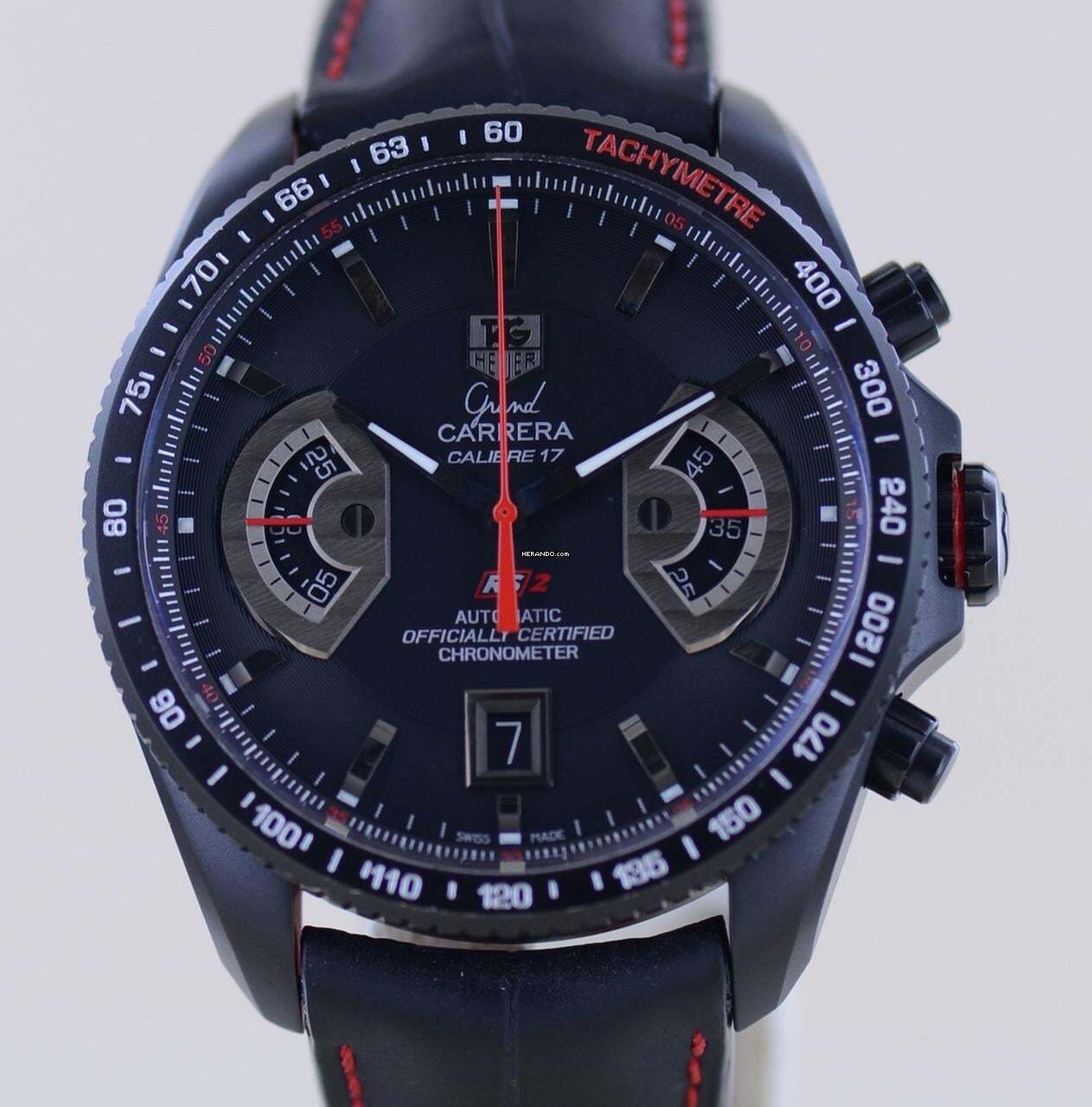 TAG Heuer Grand Carrera Black RS2 Chronograph Date Rotating System B+P rzadki