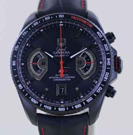 TAG Heuer Grand Carrera Black RS2 Chronograph Date Rotating System B+P rar