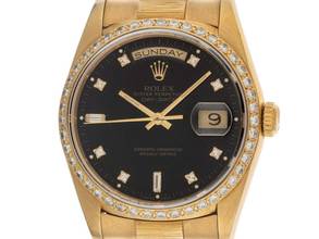 Thumbnail von Rolex Day-Date 36 Ref.18248 1991 Box&Beschreibung sehr gut Vintage Day-Date 18kt Gelbgold 134g Diamanten Rindengravur Double Quick