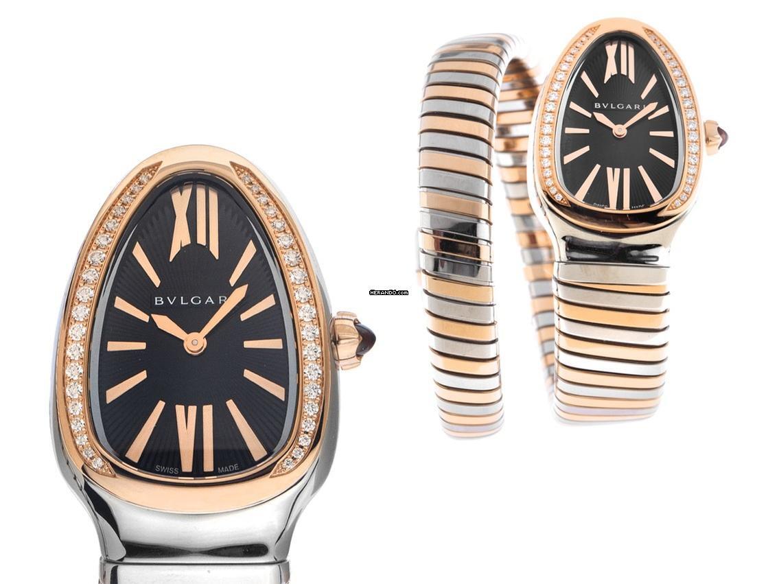 Bulgari Serpenti Tubogas Ref.102098 2025 Zestaw pełny Nowy Serpenti Tubogas stal 18kt różowe złoto diamenty