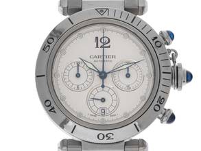 Thumbnail von Cartier Pasha Ref.2113 2006 Box&Beschreibung wie Neu Vintage Pasha Chronograph Glasboden