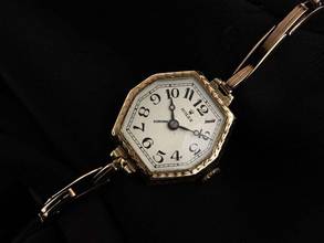 Thumbnail von Rolex Art Deco Stretch 1927 originele doos zeer goed vintage Art Deco stretch klapdekselbodem 9kt roségoud