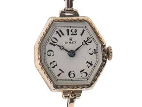 Thumbnail von Rolex Art Deco Stretch 1927 originele doos zeer goed vintage Art Deco stretch klapdekselbodem 9kt roségoud