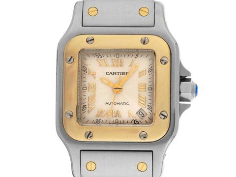 Cartier Santos Galbée Date PM Petit Modèle Ref.2423 2001 Boîte & Description très bon Vintage Santos Galbée Date PM petit modèle