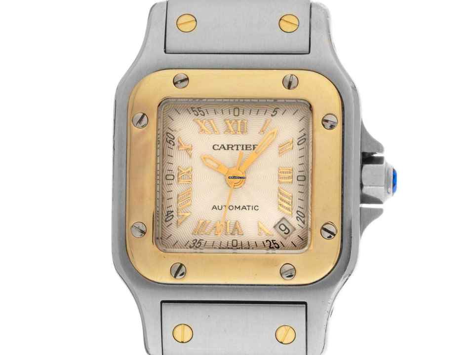 Cartier Santos Galbée Date PM Маленькая модель Ref.2423 2001 Коробка и описание очень хорошее Винтаж Santos Galbée Date PM маленькая модель